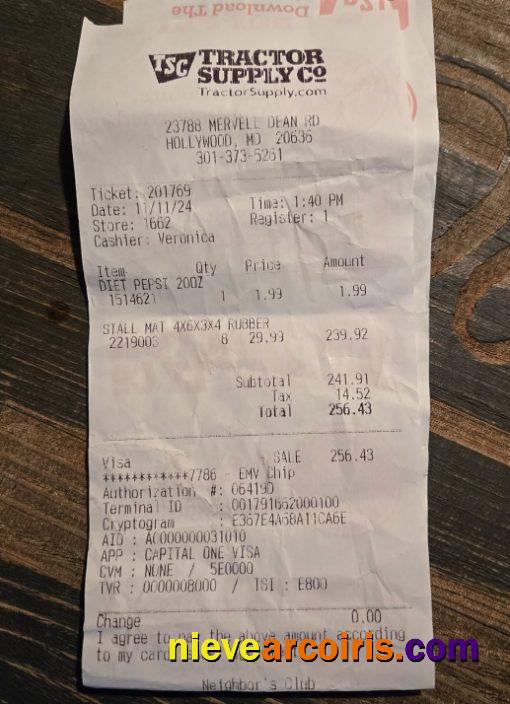 Tractor supply co payment receipt